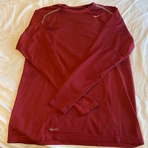 Nike Red Unisex Long Sleeved Dry Fit Workout Top
